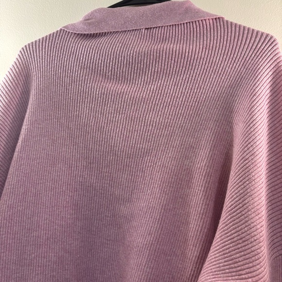 White Birch Mauve Ribbed Oversized Henley Collared Pullover Sweater Top - Picture 7 of 8